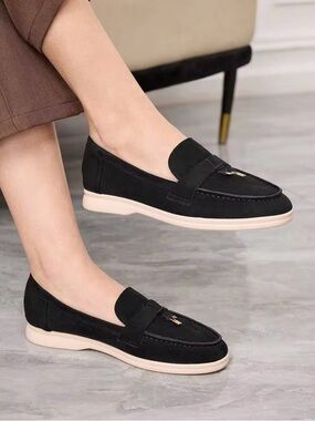 Faux Suede Metal Accent Moccasin Loafers